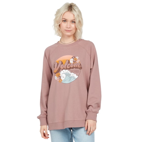 Juniors' Stone Magic Fleece Boyfriend Graphic Sweatshirt Raisin XL
