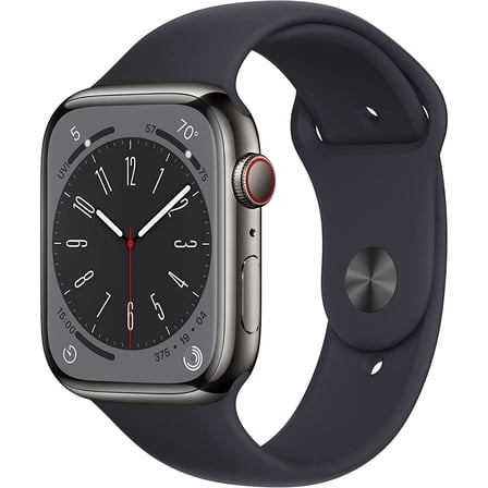 Pre-Owned Apple Watch Series 8 45mm GPS   Cellular Graphite Stainless Steel   Midnight Sport Band 32GB