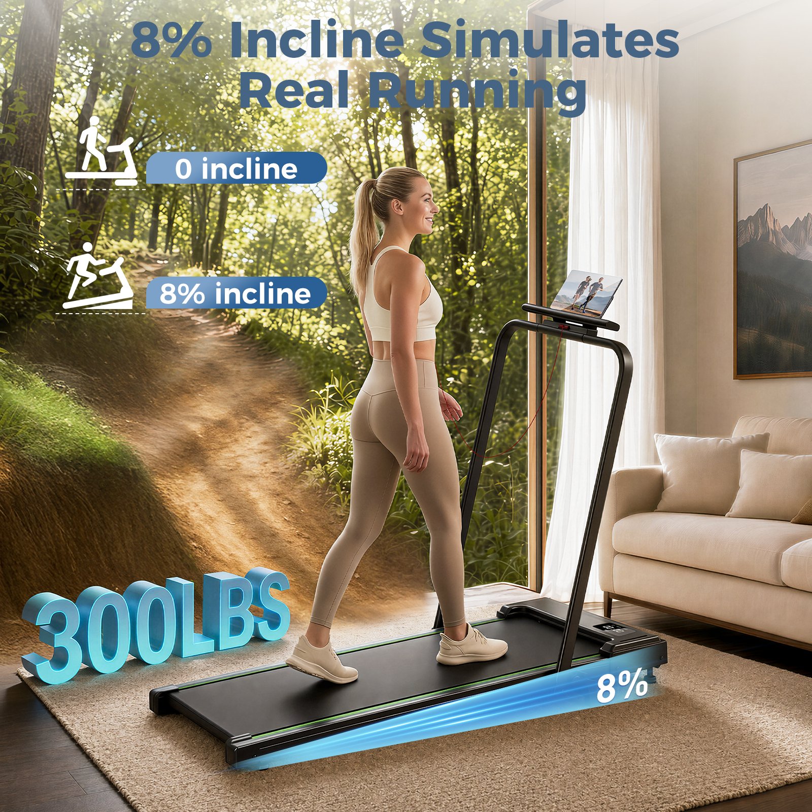 Patbrela 2 in 1 Foldable Walking Pad Treadmill photo 3