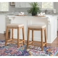 thumbnail image 2 of Linon Claridge 26.25" Backless Wood Counter Stool, Rustic Brown/Natural Fabric, Includes 1 Stool, 2 of 14
