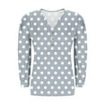 thumbnail image 4 of zbxnLI Womens Long Sleeve Shirts Polka Dot Print Casual Dressy Blouses V Neck Tunic Tops with Leggings, 4 of 5