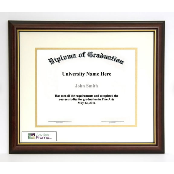 AnySizeFrame 11X14 Mahogany Diploma Frame with Gold Lip