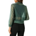 thumbnail image 3 of INSPIRE CHIC Women's Long Sleeves Zip Up See Through Lightweight Bomber Jacket S Green, 3 of 6