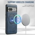 thumbnail image 2 of Compatible with Google Pixel 8a Magnetic Case, Classic Premium PU Leather TPU Hybrid MagSafe Ultra Slim Protective Skin Friendly Shockproof Case Cover for Google Pixel 8a, Blue, 2 of 7