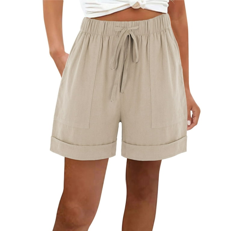 HSMQHJWE Sunzel Shorts Women Shorts Pack Plus Size Drawstring Pants Comfy  Pocket Size Waist Casual Plus Shorts Elastic Loose Womens Pants Womens  Short Sleeve Turtleneck Sweater 