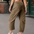 thumbnail image 5 of Women's Corduroy Barrel Pants Mid-Rise Elastic Waist Cord Pants Casual Wide Legs Baggy Pant with Pockets Brown 2XL, 5 of 8
