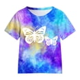 thumbnail image 5 of YDFCWXWGirl's 2 Piece Outfits Tie Dye Crew Neck Tee Shirts and Track Shorts (Purple, 4-5 Years), 5 of 6