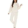 thumbnail image 4 of SwiftWear Women's Bow Detail Pajama Set Cozy Cute Loungewear Soft Long Sleeve Top with Pants Comfortable White Sleepwear, 4 of 6