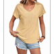 thumbnail image 1 of Tops de Verano para Mujer, Moda 2025, Camisetas con Cuello en V Cruzado y Ojales, Camisetas Holgadas Informales de Corta, Camisetas de Moda Amarillas L, 1 of 9
