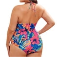 thumbnail image 4 of ibuvkizy Womens Swimsuits,Bathing Suit for Women Fashion Woman Plus Large Size Flowers Leaves Print Lacing Women's One-piece Swimsuit,Tankinis Swimsuits for Women Bathing Suit, 4 of 6