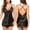 Black, variant on Sinhoon Sexy Lingerie Women Silk Lace Robe Dress Ladies Babydoll Nightdress Nightgown Sleepwear