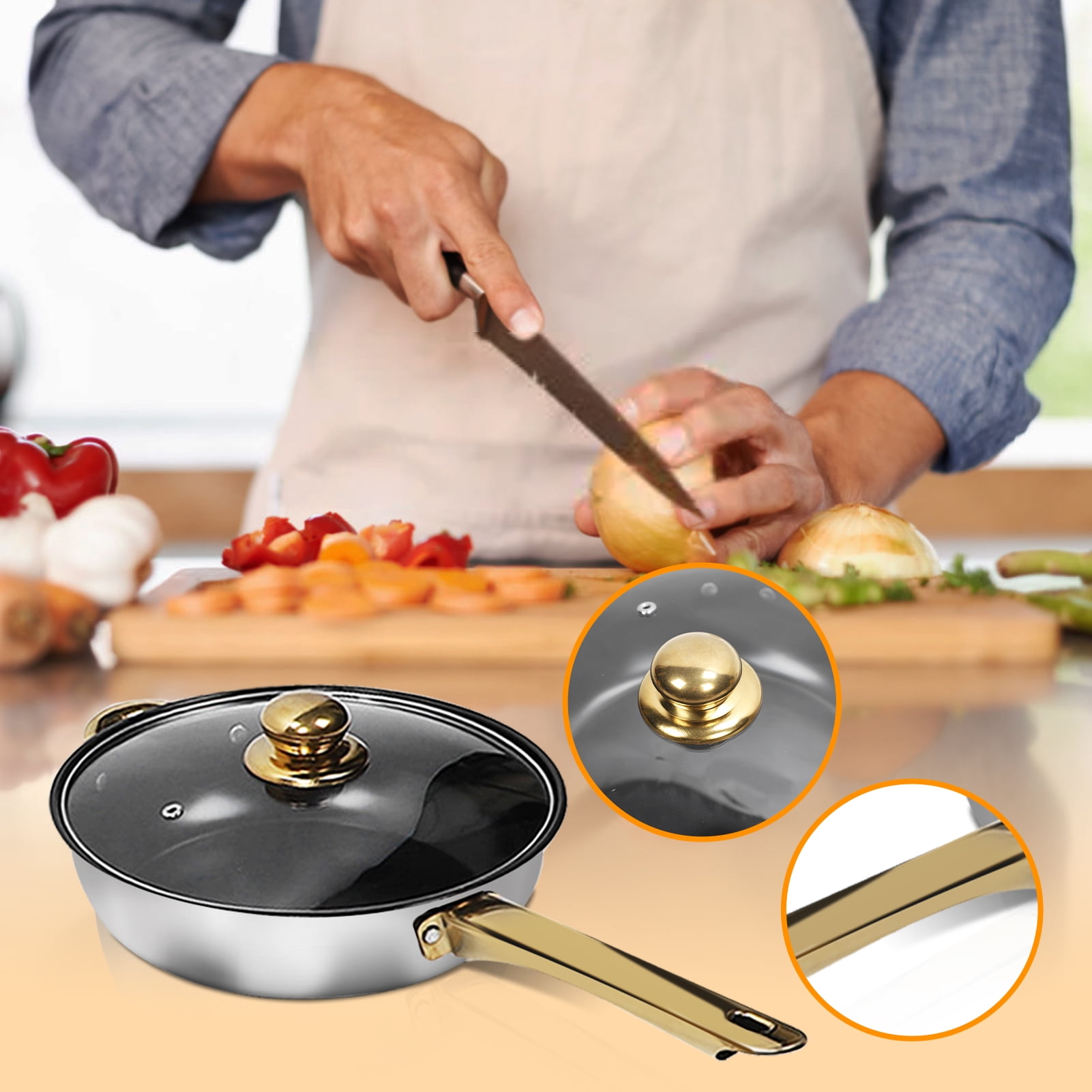 Tebru 12 Piece Nonstick Stainless Steel Cookware Set, Glass