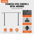 thumbnail image 4 of Outdoor Stair Railing for 3-5 Steps - Black Wrought Iron Handrail for Porch, Concrete and Wood Steps, Easy No-Drill Installation, 4 of 7
