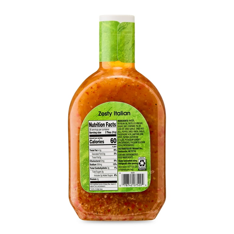 Great Value Zesty Italian Dressing & Marinade, 36 fl oz with Garlic, Onion,  Bell Pepper - Walmart.com