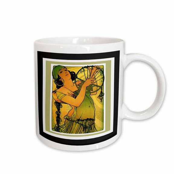 3drose, Alphonse Mucha Lady Painting, 15oz Mug