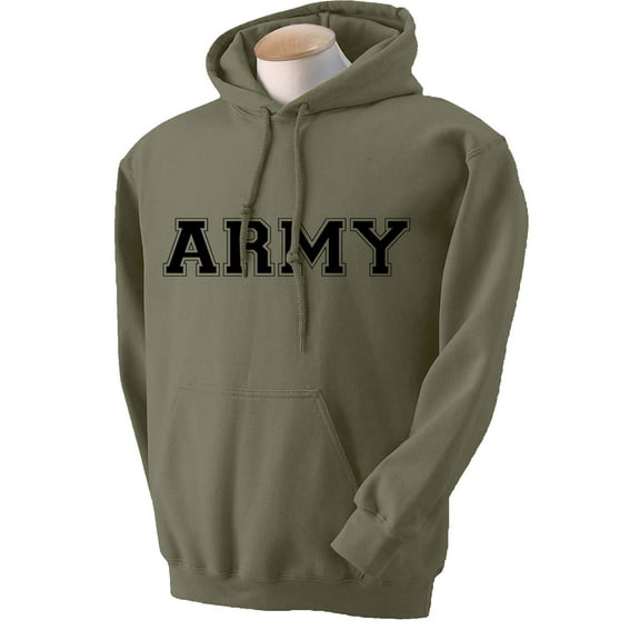 Athletic ARMY Hooded Sweatshirt in Military Green