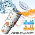thumbnail image 2 of Cute Ghosts Halloween Tumbler 40oz with Handle - BPA Free Insulated Cup, Non-Scary Pumpkin & Bats Print, Family Party Drinkware, 2 of 4