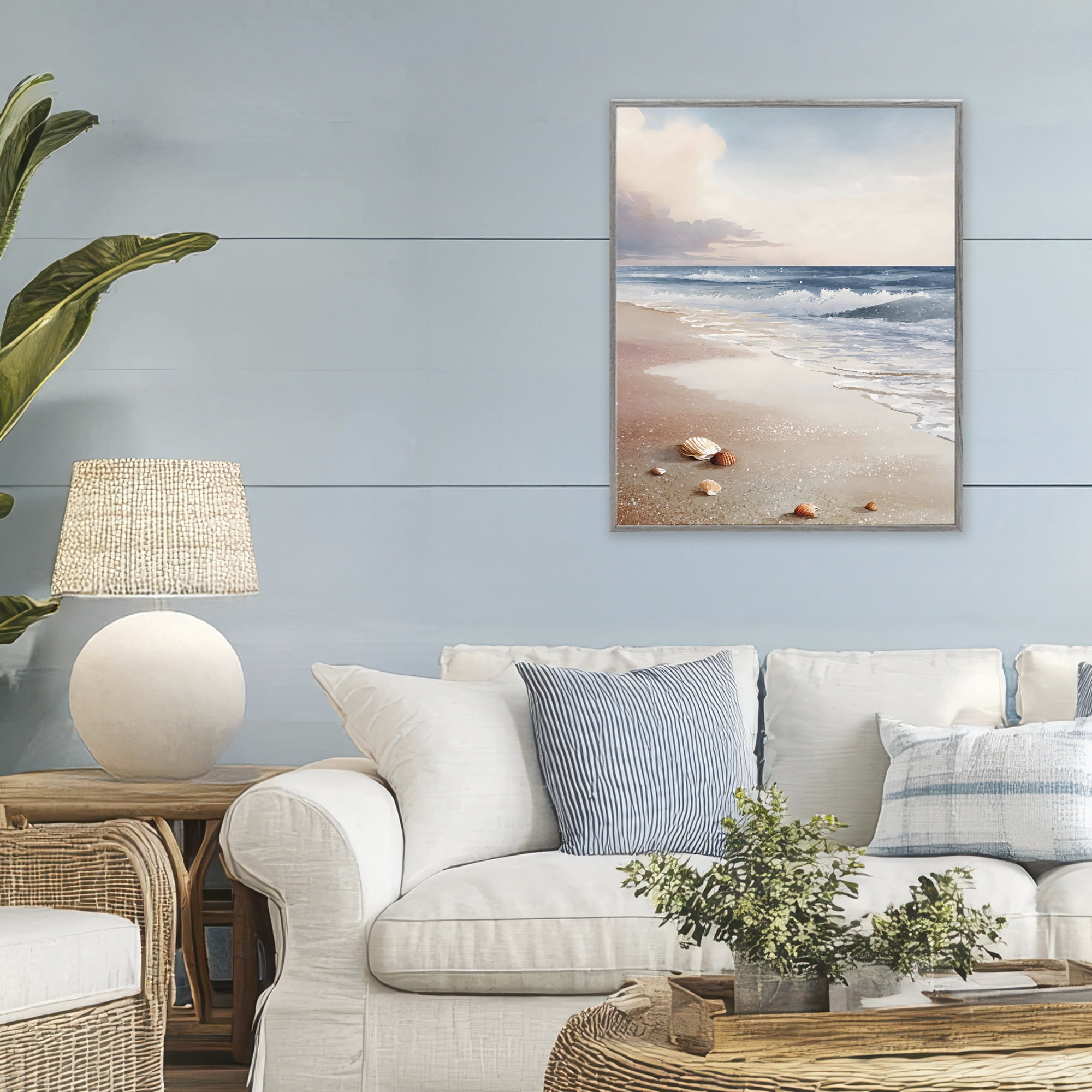 Stupell Industries Washed Up Seashells Gray Framed Giclee Art, design by Franklyn Gregory