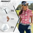 thumbnail image 5 of COEQINE Valentine's Day Women 1/4 Zip Golf Shirts Quick Dry Fit Soft Golf Polo Shirt Short Sleeve Cooling Bowling Shirt I Love You Letter Heart Print Tennis Activewear, 2XL, 5 of 7