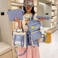 thumbnail image 3 of 4pcs/set Simple Casual School Bag With Badges, Casual Canvas Backpack Tote Bag, 3 of 4