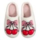 thumbnail image 1 of Lindas Pantuflas Casa Con Lazo Felpa Cereza Cómodas Y Cálidas para Mujeres Niñas, 1 of 9