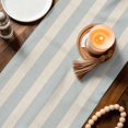 thumbnail image 4 of Light Blue Striped Table Runner 72 Inches Long,Vintage Abstract Horizontal Stripes Cotton Linen Table Runners Dresser Scarves,Fabric Tabletop Scarf Furniture Cover for Home Dinner Party 13"x72", 4 of 9
