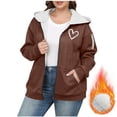 thumbnail image 2 of Olyvenn Zip Up Hoodie Women Oversized Fall Fashion Long Sleeve Hooded Sweatshirts Casual Y2K Jacket 2025 Winter Clothes Brown L, 2 of 4