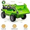thumbnail image 3 of Historyli Camión Volquete de Juguete para Montar 12v para Niños 4-8 Años, Vehículo de Construcción 4x4 con Mando a Distancia, Caja Volquete y Pala Eléctricas, Música Bluetooth, 2 Velocidades, Verde, 3 of 7