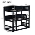 thumbnail image 5 of Cama litera de madera de goma triple de tamaño doble, con escaleras, barandillas Cama litera desmontable, 5 of 5