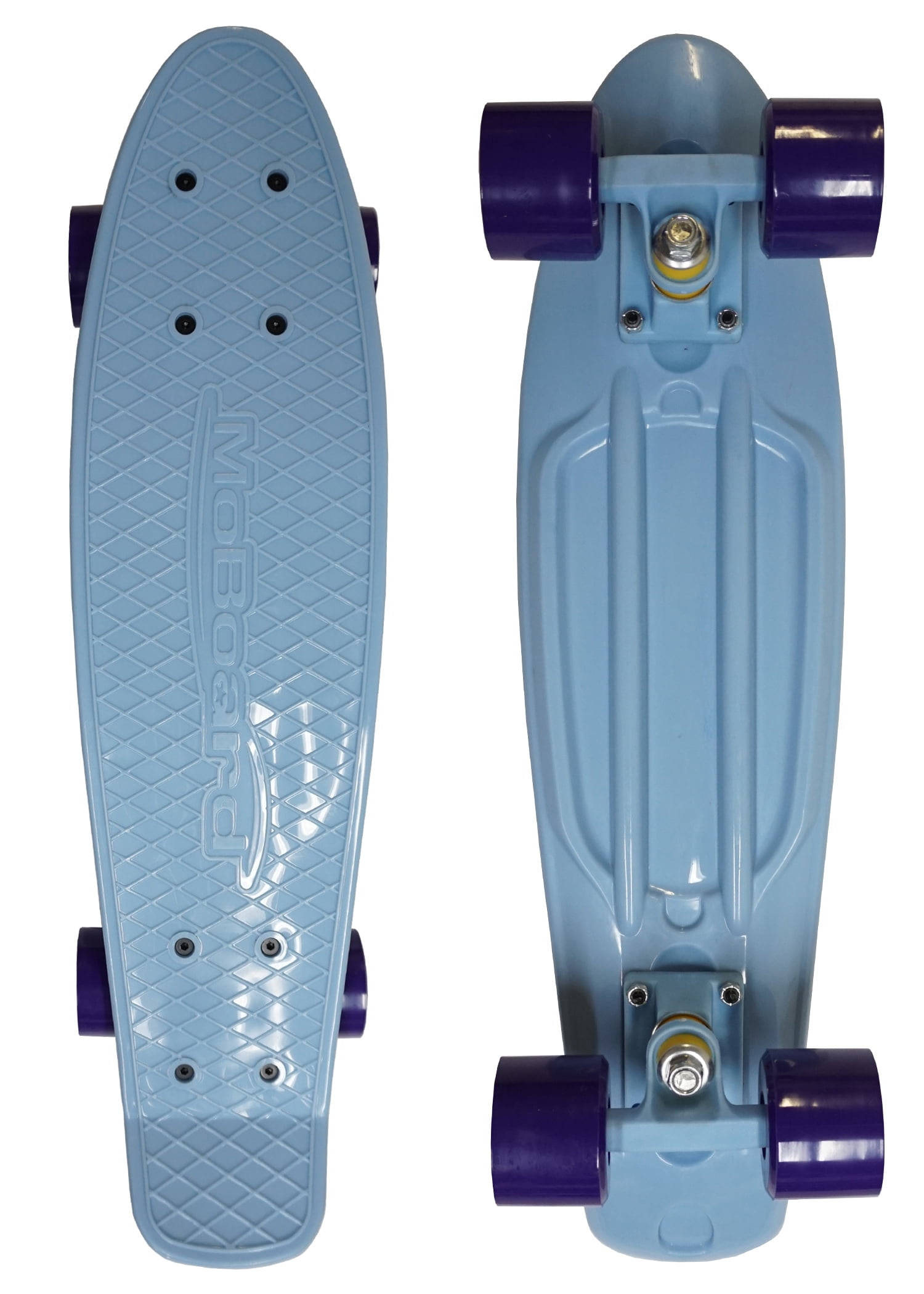 Moboard Graphic Complete Skateboard Light Blue Top with Pink Wheels