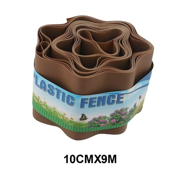Plastic Lawn Edge Border Garden Fence 9M Roll Flexible Landscape Edging Path Divider for Flower Beds Sidewalks Brown