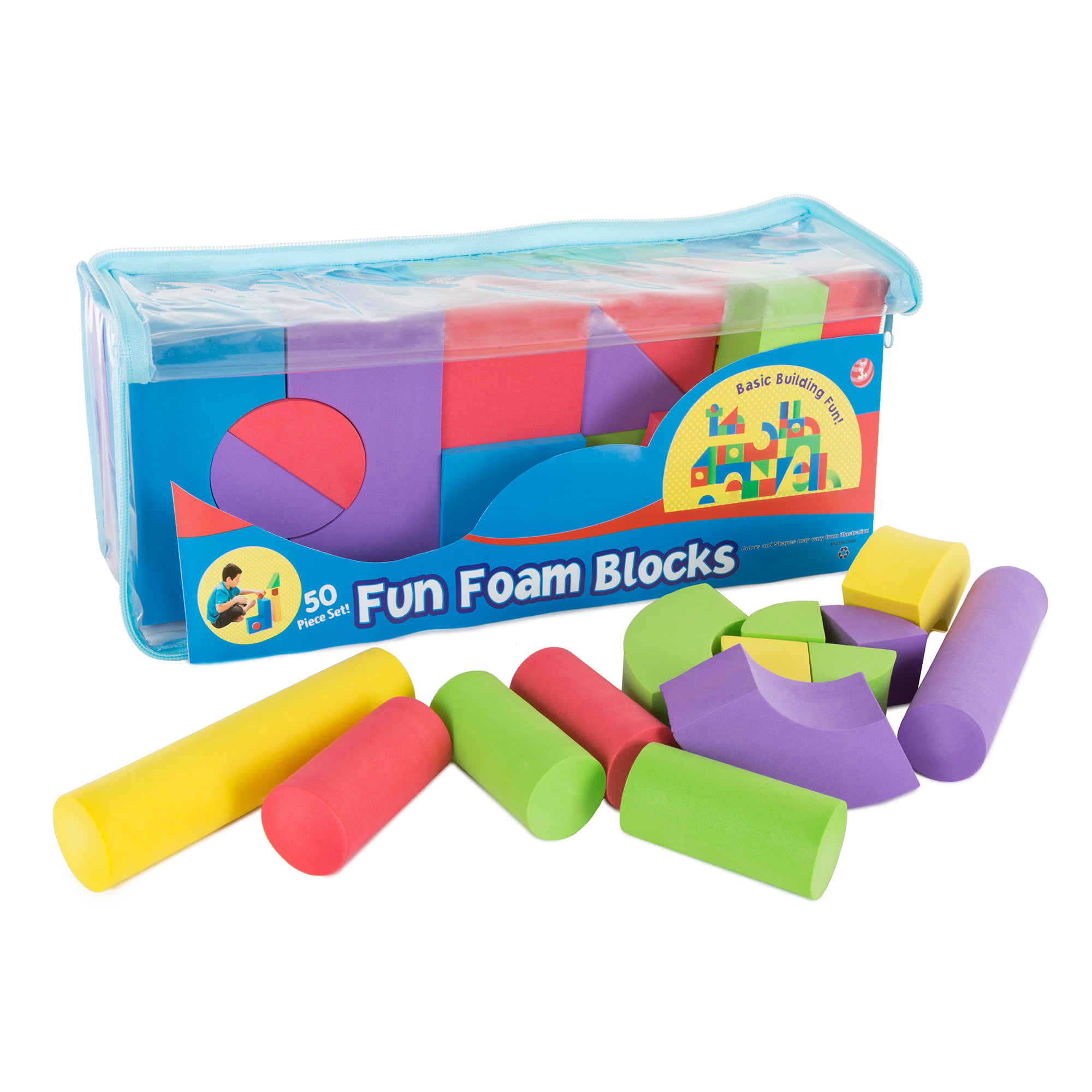Kids Foam Building Blocks – Stacking Toys for Children Nontoxic EVA Shapes  Creative Design Quiet Time Play Educational Sensory Toy by Hey! Play!