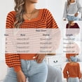 thumbnail image 5 of Women Plaid Knit Sweater Squares Neck Long Puff Sleeve Waist Cuffs Short Knitwear Pullover Tops for Casual Daily Wear White L, 5 of 8