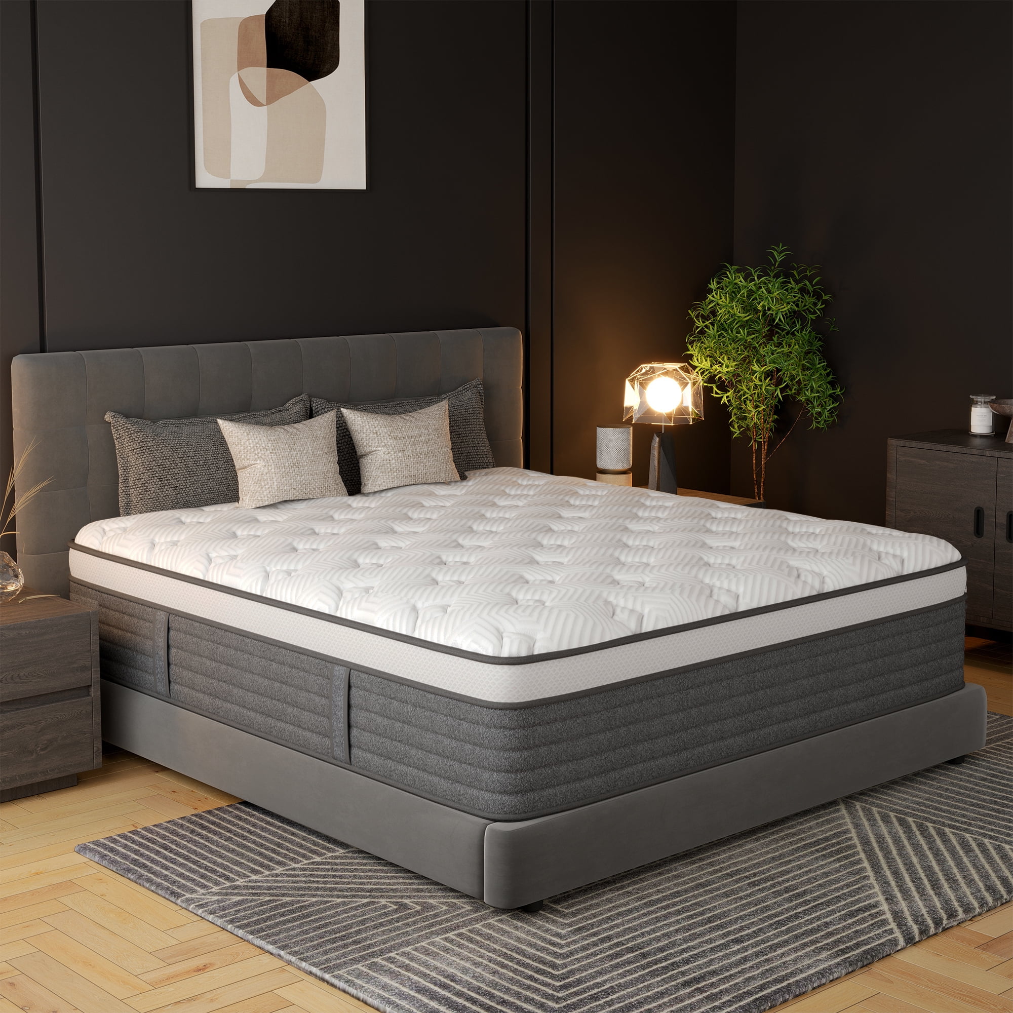 EGOHOME Full Size Mattress in a box 14" Hybrid with Pocketed Springs, Medium, Pressure Relief, Reinforced Edge with handles