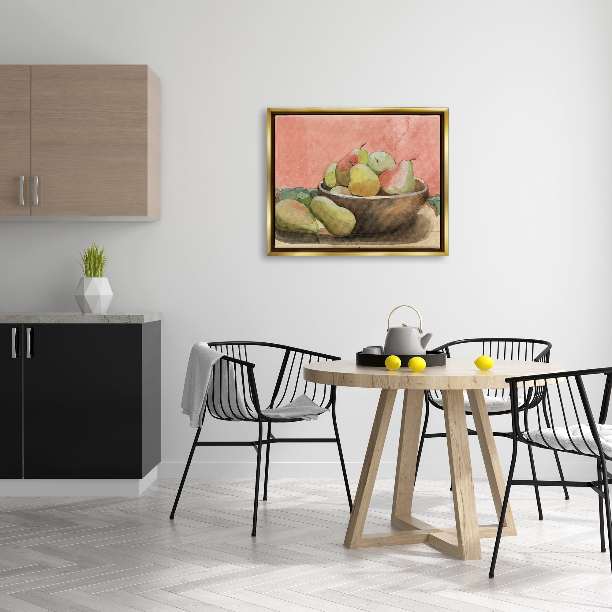 Stupell Industries Watercolor Pears Still Life Food & Beverage Painting Gold Floater Framed Canvas Art Print Wall Art, 31 x 25