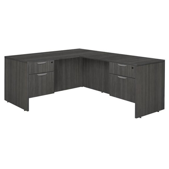 60 in. Legacy Double Pedestal L-Desk with 47 in. Return, Ash Grey
