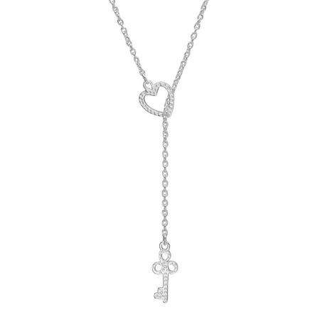Pori Jewelers Sterling Silver Heart and Key Adjustable Y Necklace