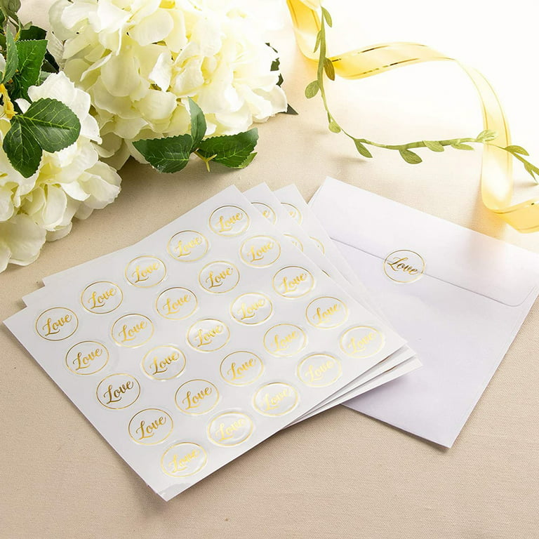 400 Pcs Envelope Seal Stickers, 4 Style Clear Foil Save The Date Stickers  Gold Foiled Wedding Stickers for Invitation Wedding Favor Labels, 1.5 inch