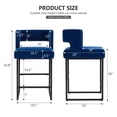 thumbnail image 3 of warfulie Bar Stools Set of 2, Modern Counter Height, 26 Inch Kitchen Barstools with Metal Base, Velvet Fabric Seats for Kitchen Island, Blue, 3 of 5