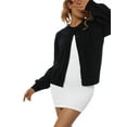 thumbnail image 3 of Qiylii Women’s Knitted Coat Solid Color O-Neck Long Sleeve Cardigan Sweater, 3 of 9