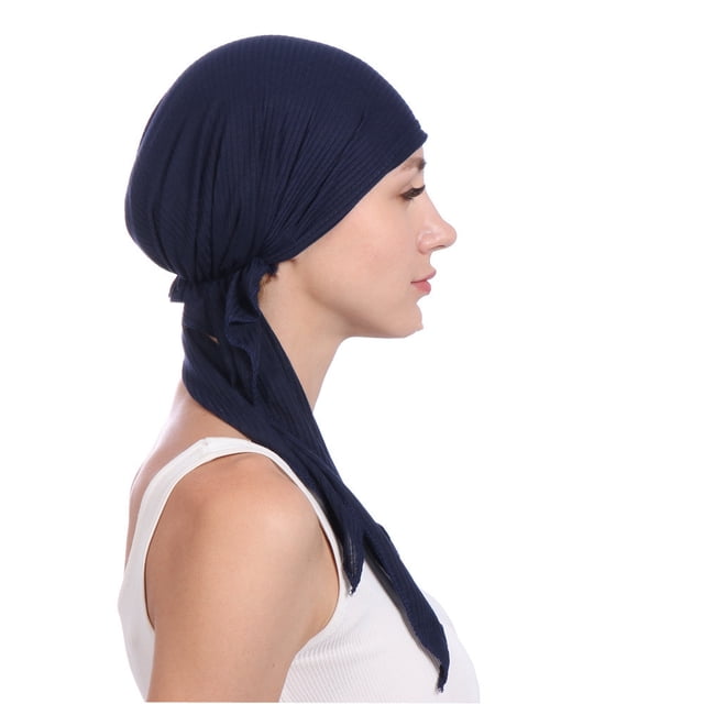 Zmoon Turban Indien Couleur Unie Chapeau Élastique Musulman Longue Queue