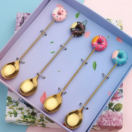 

SPRING PARK Stainless Steel Coffee Spoon Sugar Funny Spoons Baby Kids Tableware Dessert Spoon Multi-functional Kitchen Tools