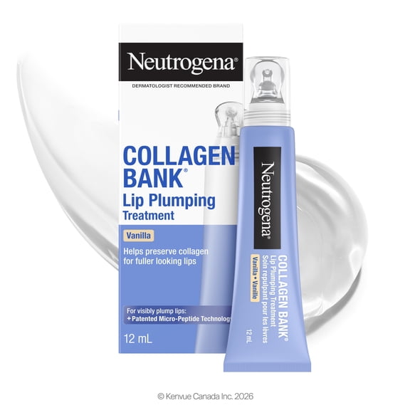 Neutrogena Collagen Bank Lip Plumping Treatment (Vanilla), Volumizing Technology, helps increase the look of lip fullness, 14 ml