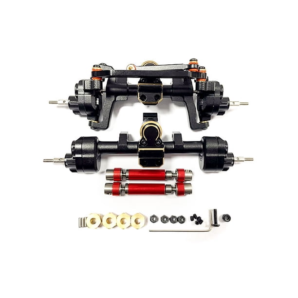 Ounissouiy Eje delantero trasero para 1/24 ECX Barrage Eje delantero trasero de aleación de aluminio para 1/24 ECX Barrage mejorado Kits de construcción modelo negro