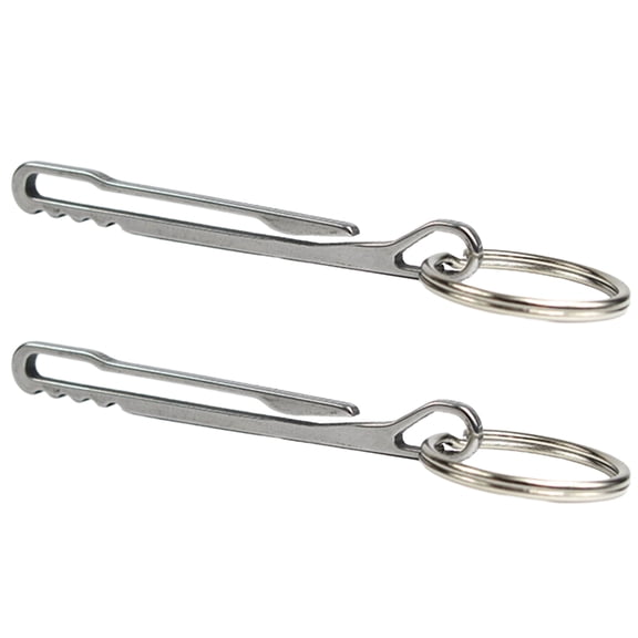 2pcs Keychain Pocket Clip Stainless Steel Keys Holder with Detachable Keyring Quick Release Hooks Buckle Camping Clip