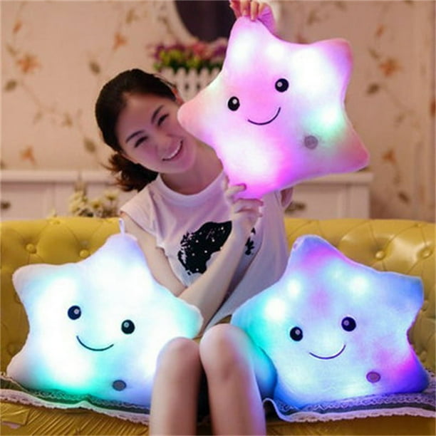 Led Star Pillow Cushion Glowing Led Night Light Star Shape Plush Pillow Stuffed Soft Toys blue