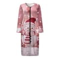 thumbnail image 3 of Yuyamidu Womens Snowman Robes Pink Zipper Front Night Gowns Christmas Long Sleeve Robe for Women After Shower Dressing Gown Soft Ladies Bathrobe Sleepwear Size S, 3 of 7