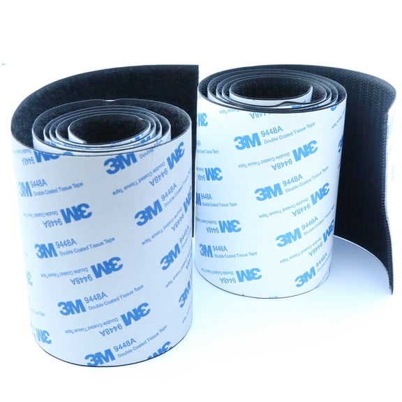 Black 4-Inch Wide Heavy Duty Sticky Back Tape – 1M Strong Self Adhesive Hook and Loop Fastener for Auto Trim & Workshop