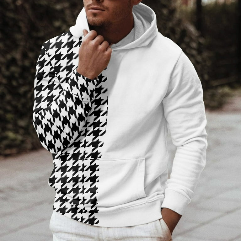 Hoodies For Men Graphic Outdoor Sports Colorblock Plaid Print Slim Fit  Hooded Long Sleeve Sweater Top With Pocket Mens Sweatshirt Zipper Hoodie 