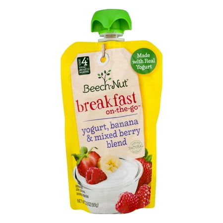 Beech-Nut Stage 4 Breakfast On-The-Go Yogurt, Banana & Mixed Berry Blend, 3.5 OZ
